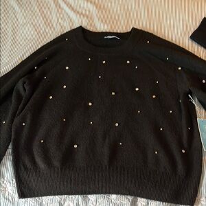Draper James xl Black Sweater with Gold Accents Bnwt